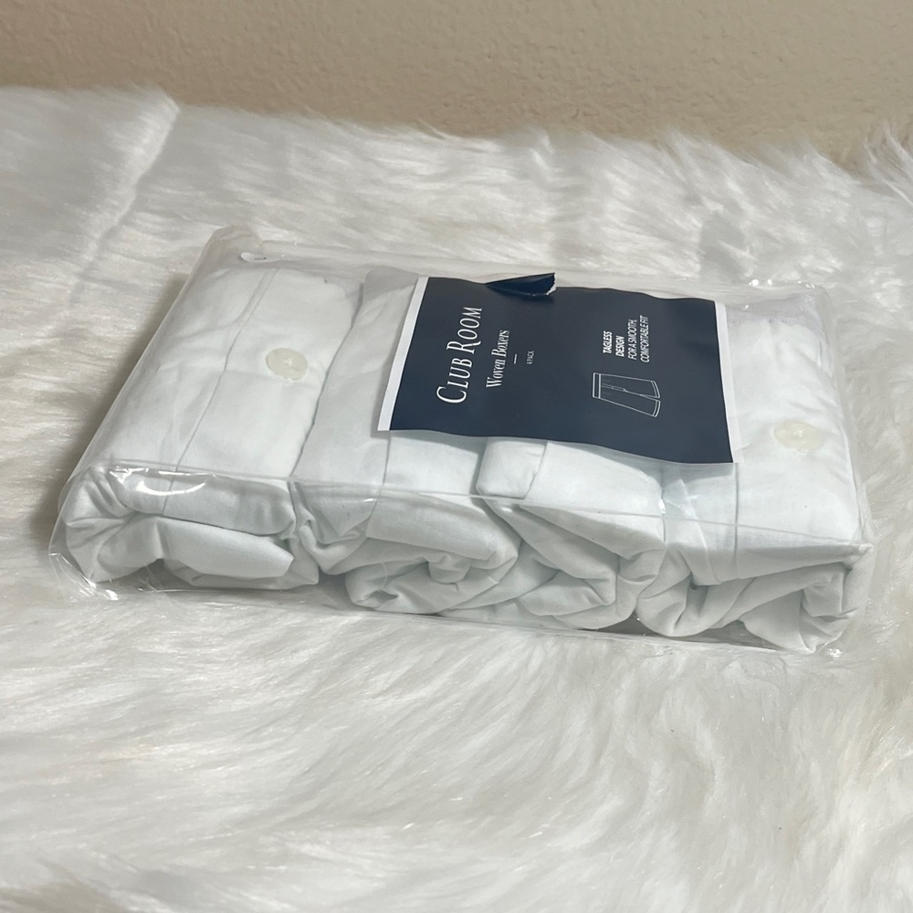 NWT Club Room Classic White Cotton Woven Boxers 4 Pack - Picture 4 of 8